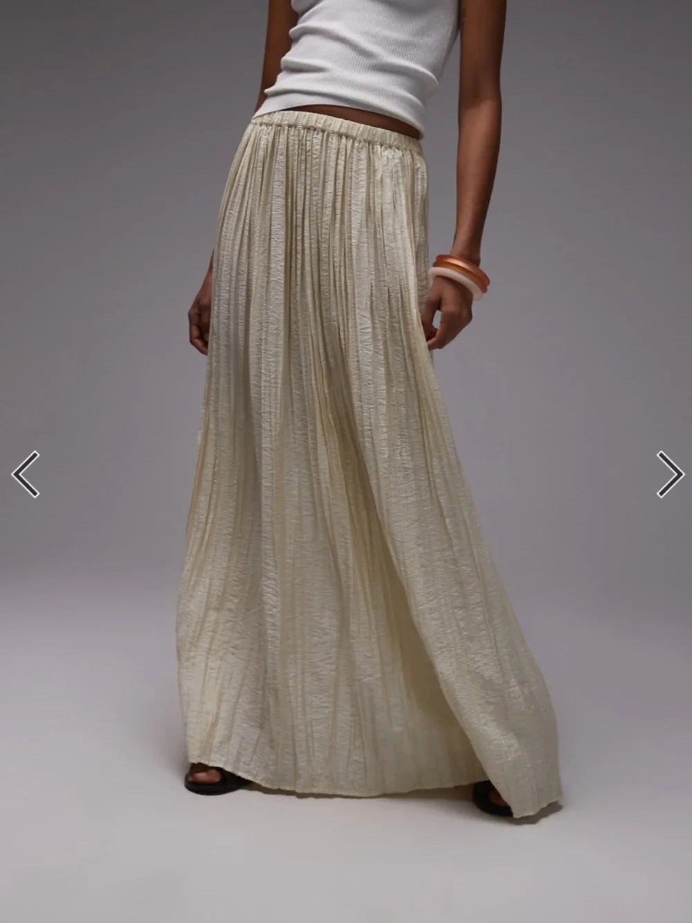 Topshop Natural Shirred Waist Crinkle Maxi Skirt - Size US 6 - Picture 2 of 7